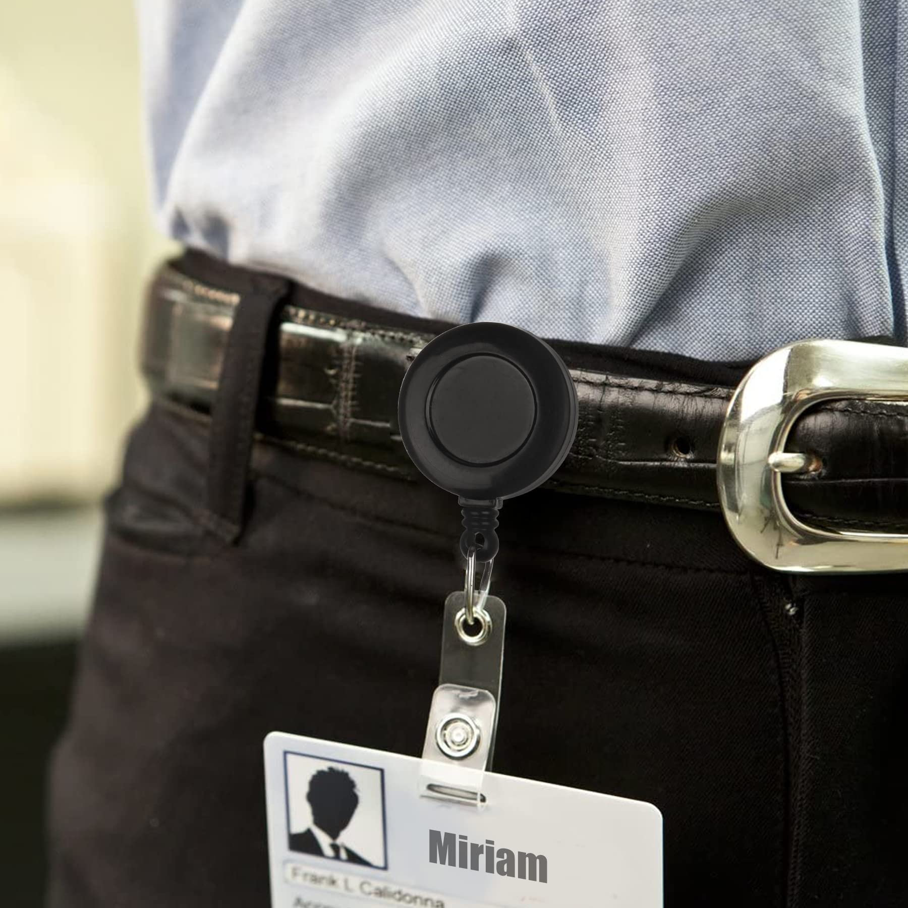 10 Pack Black Retractable ID Badge Holders with Swivel Alligator Clip - Vinyl Card Strap for Nurses, Office Workers - Perfect for Hospitals, Conventions & Security Access