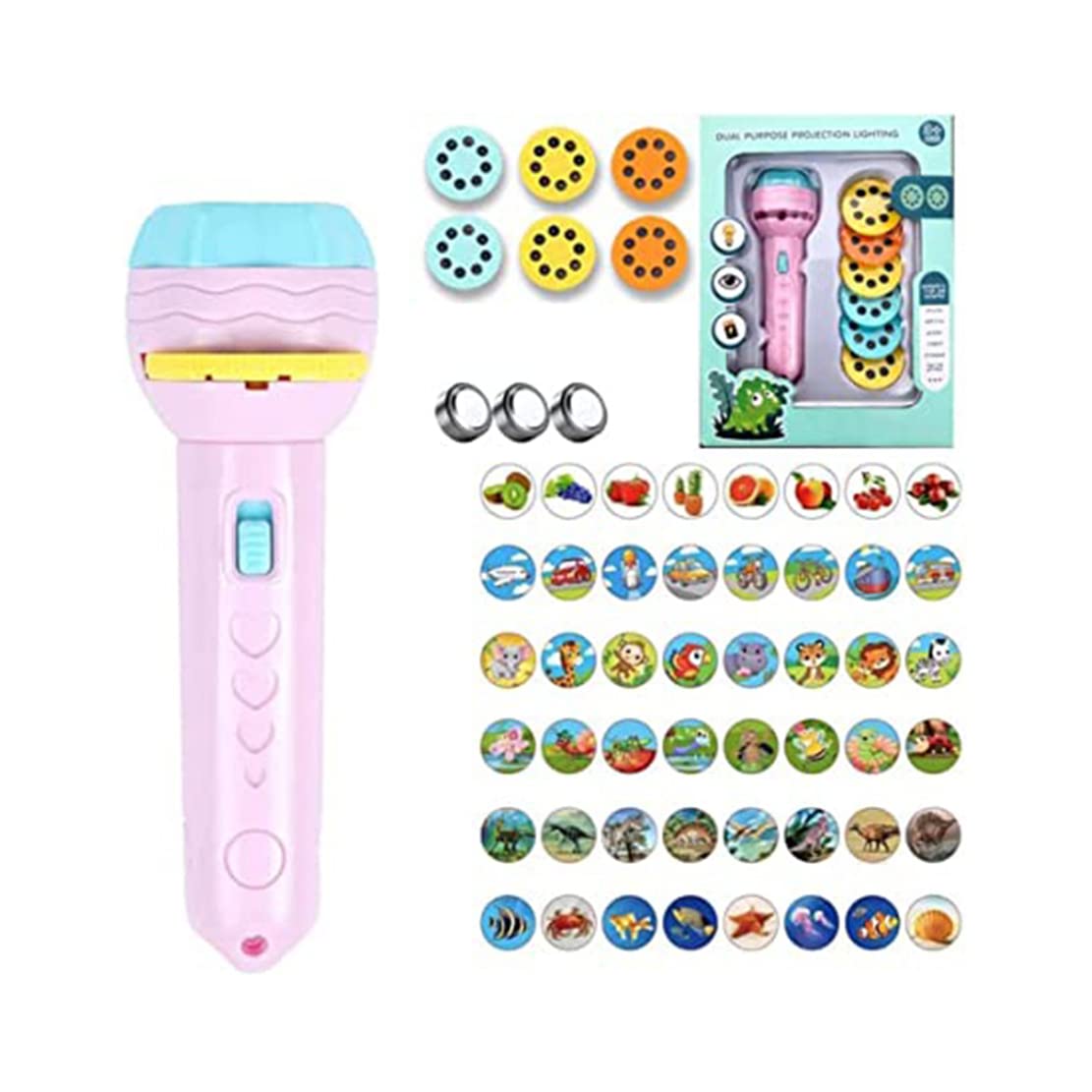 Kids Slide Projector Torch - Educational Bedtime Toy with Christmas Patterns | Early Learning Projection Light for Toddlers & Babies | Perfect for Storytime, Nursery Decor & Holiday Gifts (Pink)