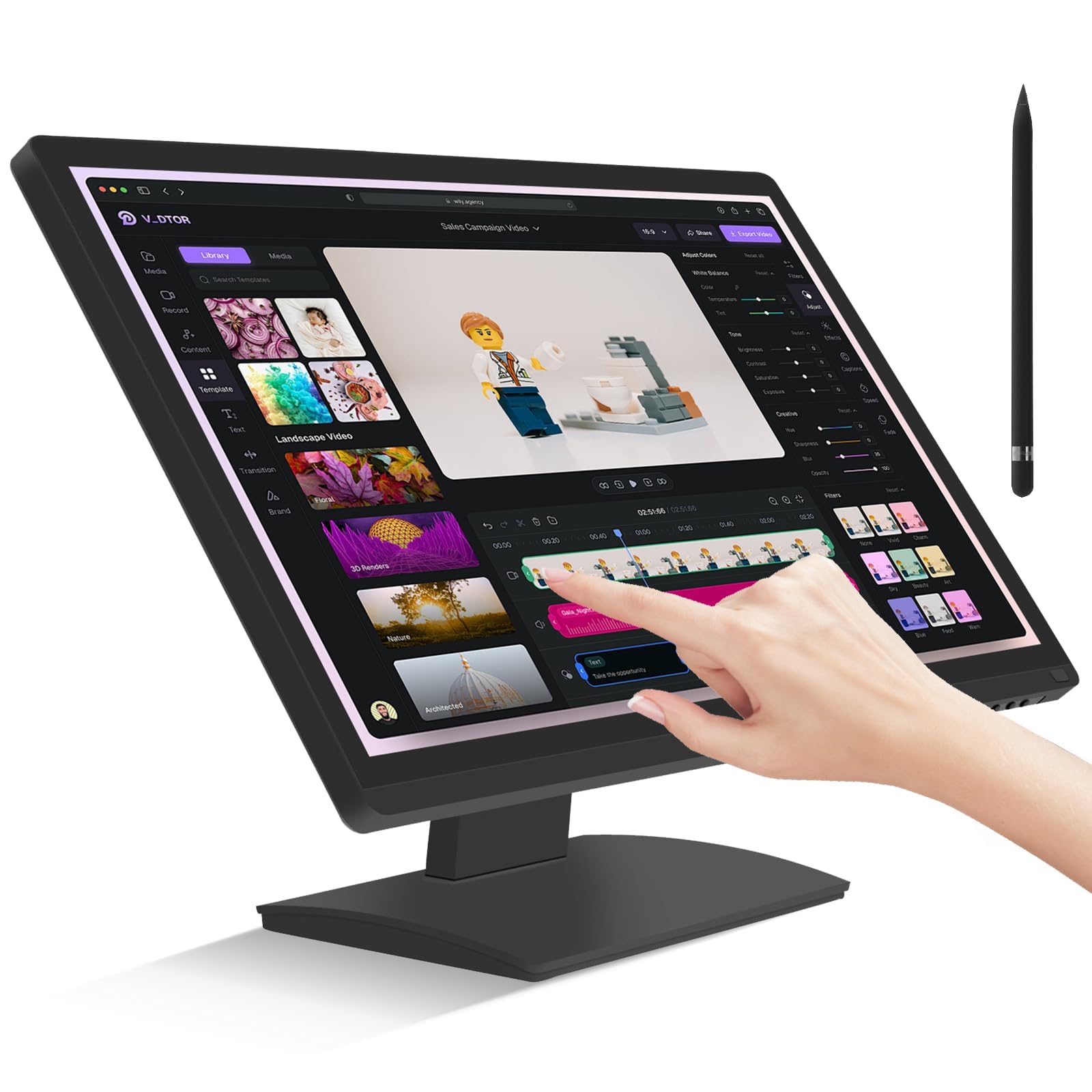 24 Inch Touchscreen Monitor - IPS FHD 1080P Touch Screen Display with 100Hz Refresh Rate, LED Backlit Multi-Touch PC Monitor, VESA Mount Compatible, HDMI/VGA/USB Ports - Perfect for Gaming, Business, Warehouse, Bar, Gym, and Digital Signage