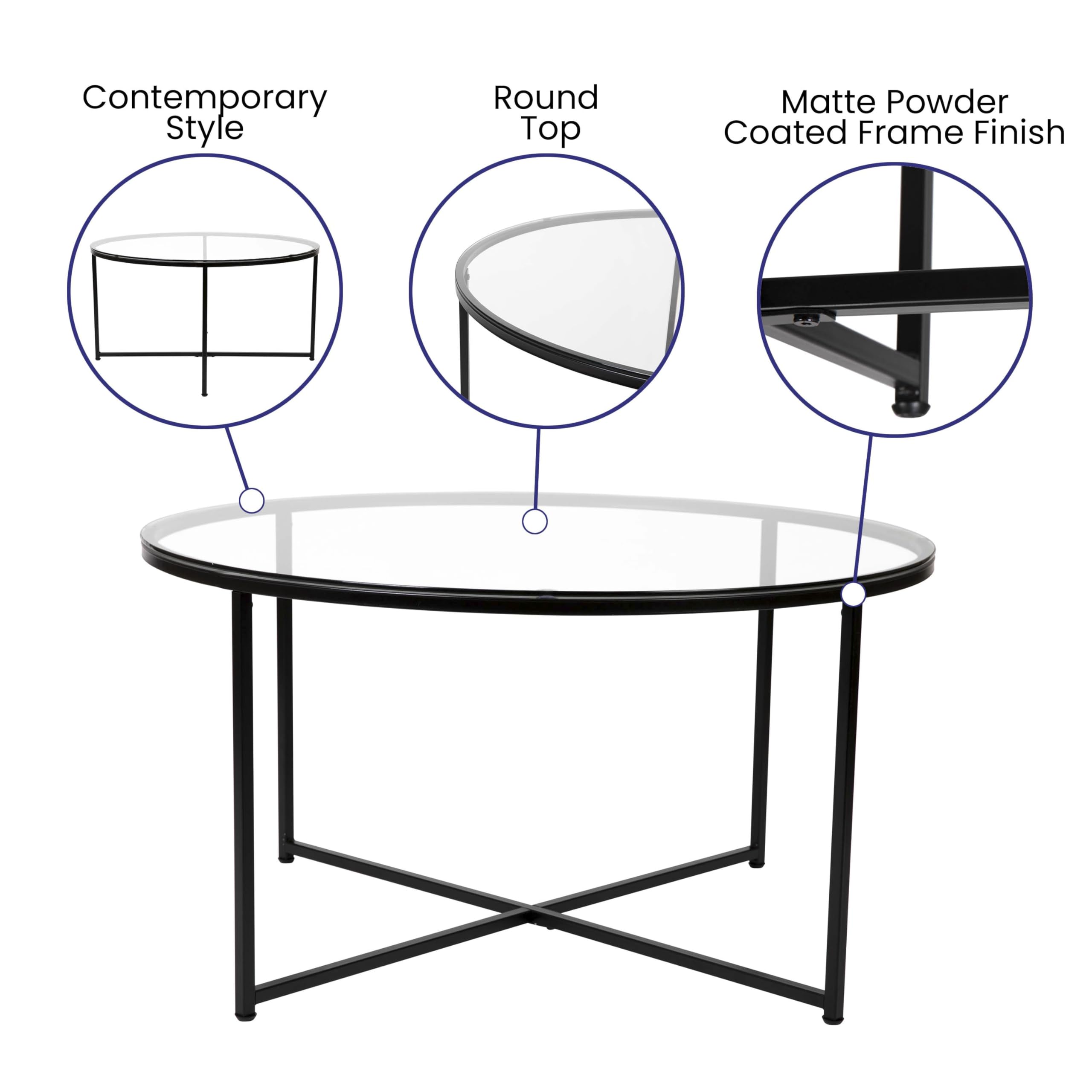 Merrick Lane Fairdale Glass Coffee Table - 36