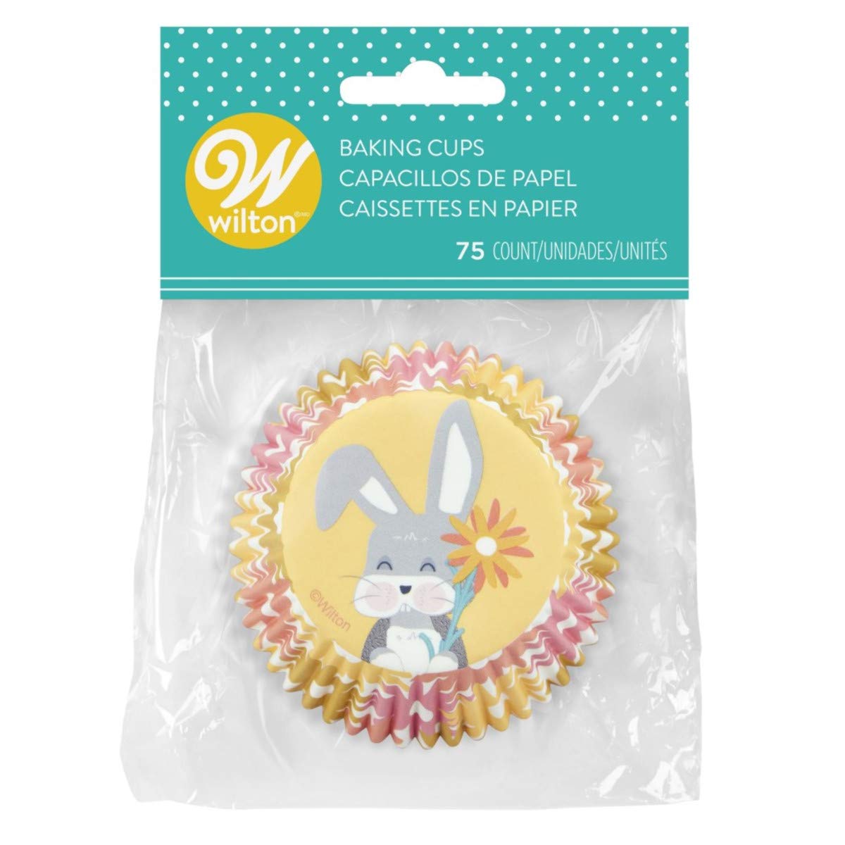 Colorful Standard Baking Cups - Bunny Flower Design, 50-Pack Non-Stick Muffin Liners for Cupcakes, Muffins & Desserts - Perfect for Easter, Birthday Parties & Home Baking