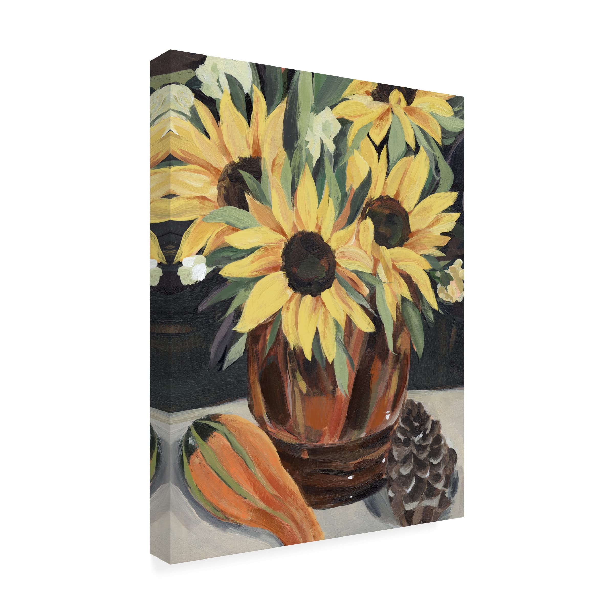 Annie Warren 'Sunflower Vase II' Canvas Wall Art Print - Floral Home Decor for Living Room, Bedroom & Office