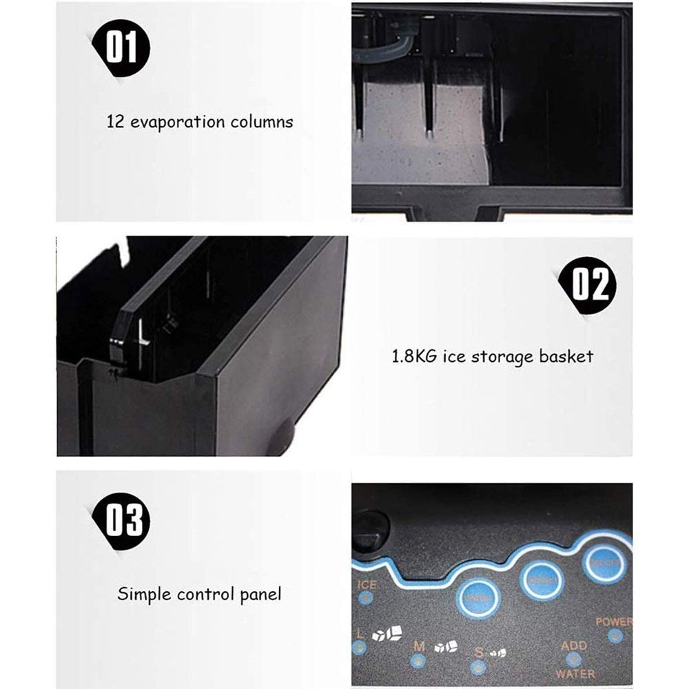 Portable Countertop Ice Maker Machine - Fast 8-Minute Ice Cube Production, High Efficiency Electric Ice Maker with Clear Control Panel & Ice Scoop - Perfect for Home, Office, Parties & Outdoor Use