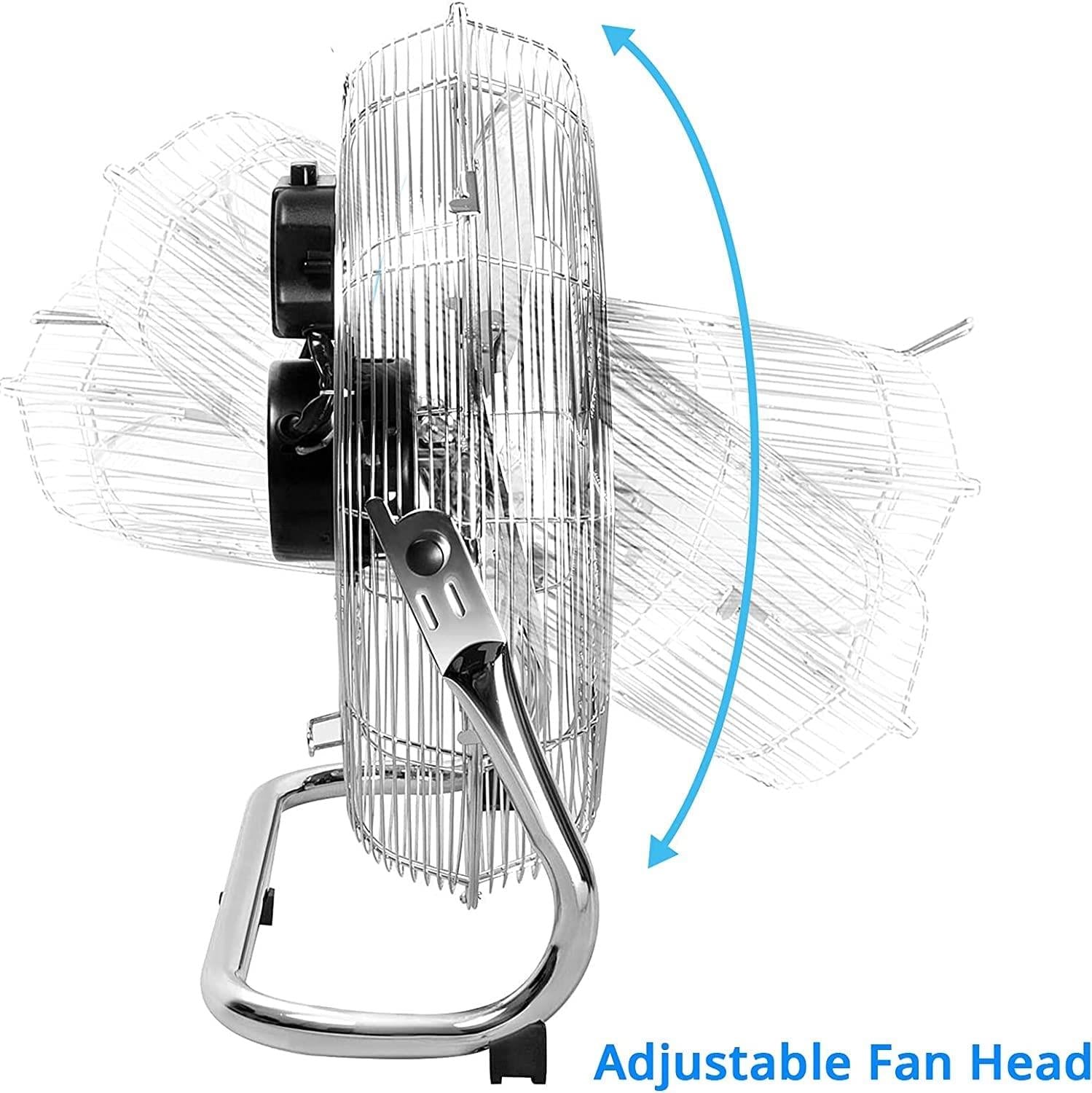 High-Speed Chrome Floor Fan with 3 Adjustable Speeds & Tilt - Perfect for Home, Gym, Bedroom & Kitchen Cooling | Quiet Cooling Solution for Hot Days & Workouts