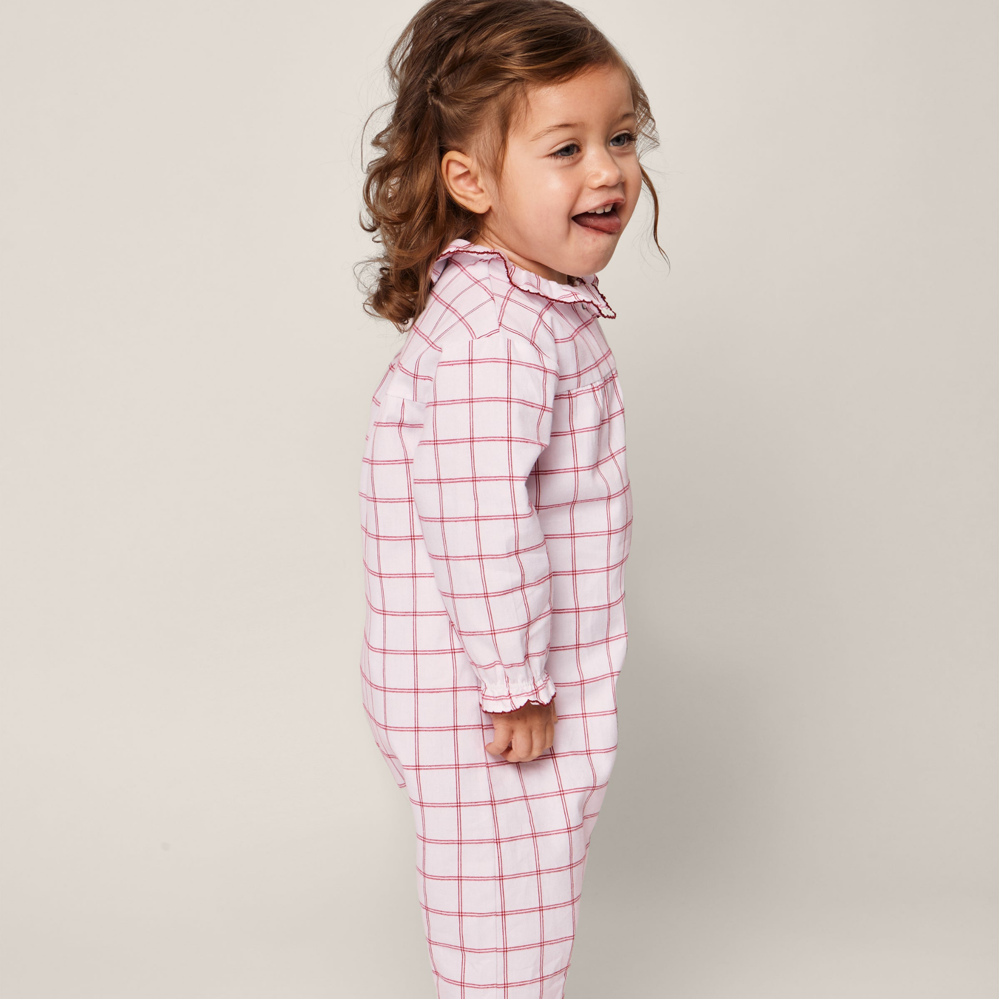 Baby's Twill Madeline Romper in Garnet Tattersall - Soft Cotton Jumpsuit for Infants & Toddlers | Perfect for Playdates, Family Outings & Photo Shoots