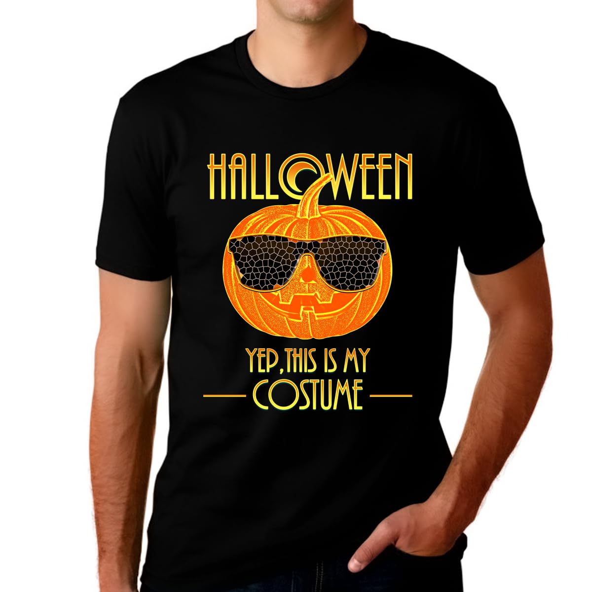 Men's Halloween Pumpkin T-Shirt - Spooky Graphic Tee for Costume Parties & Trick or Treating