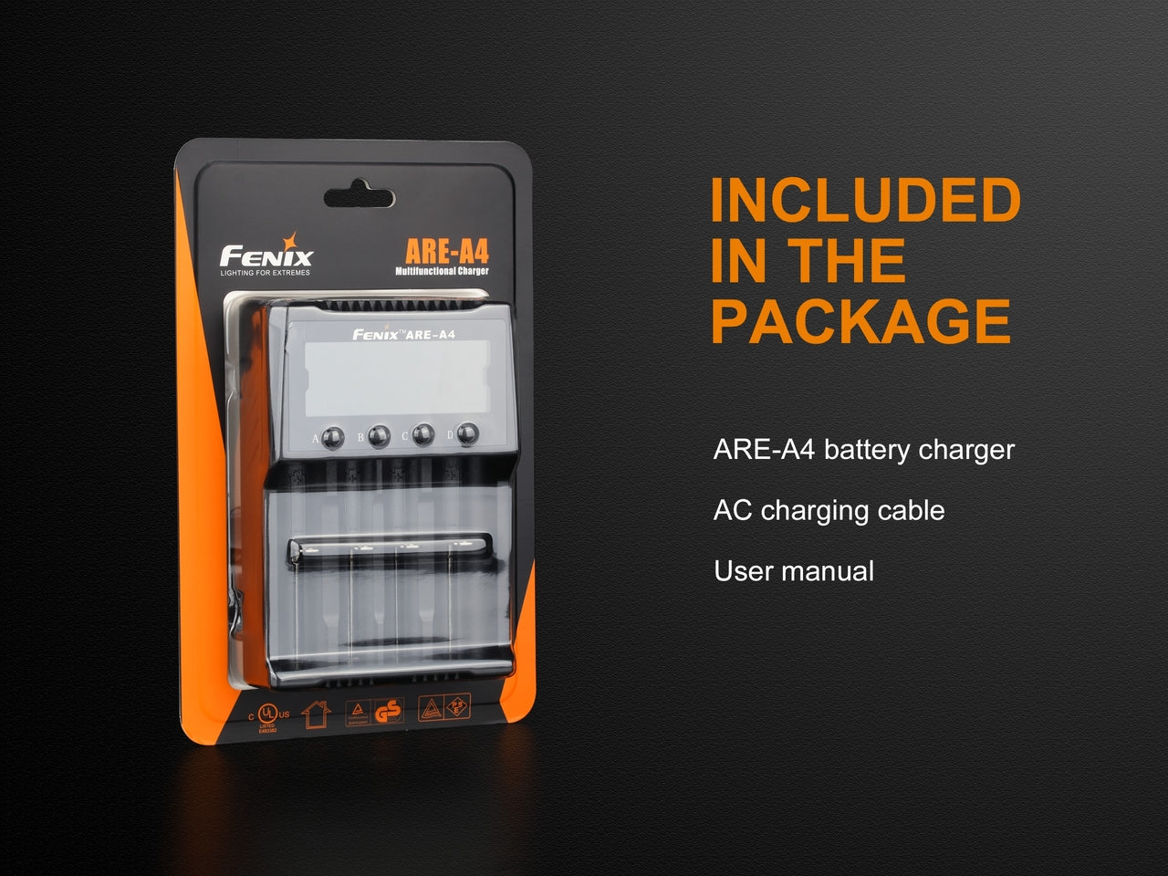 Fenix ARE A4 Universal Battery Charger for AA AAA NiMH NiCd - Perfect for Home, Travel, and Emergency Preparedness