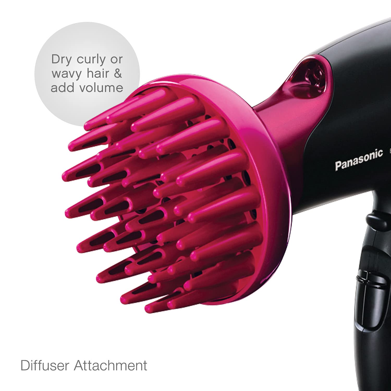 Panasonic EH-NA65-K Nanoe Hair Dryer 1875W - Professional Blow Dryer for Smooth & Shiny Hair with 3 Attachments (Quick Dry Nozzle, Diffuser, Concentrator) - Fast Drying for Home, Salon & Travel Use - Black/Pink