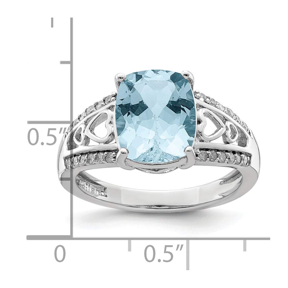 925 Sterling Silver Diamond & Swiss Blue Topaz Ring for Engagement & Wedding