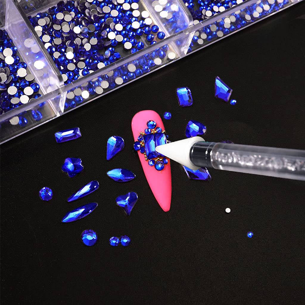 Professional Nail Art Rhinestones Kit - 3100pcs Multi-Shaped Glass Crystal AB Flatback Gems for Nail Design, DIY Crafts & 3D Nail Art | Non-Hotfix Mix Sizes Rhinestones for Salon, Home Manicure & Party Nail Decorations
