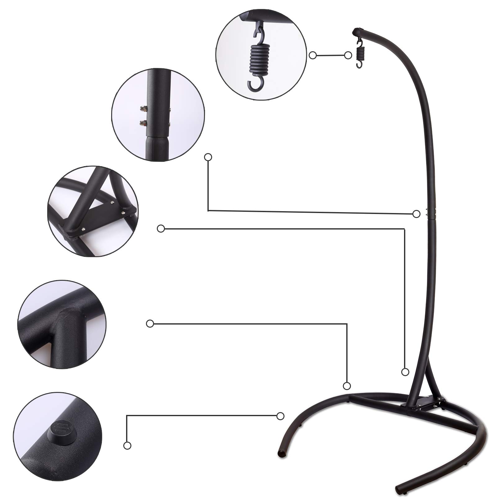 Heavy Duty Hanging Chair Stand for Indoor & Outdoor Use - 330 lbs Weight Capacity, Hammock Chair Stand Only (No Chair Included) - Perfect for Patio, Garden, Balcony, and Backyard Relaxation