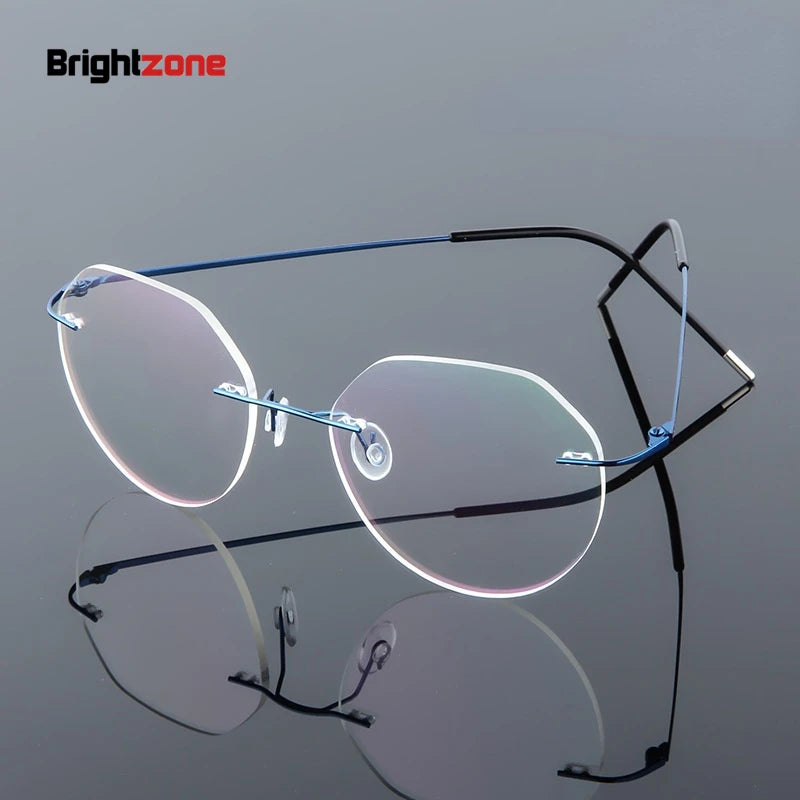 Brightzone Women's Rimless Flat Top Round Alloy Eyeglasses 70112 - Lightweight & Stylish Eyewear for Reading, Work & Everyday Use