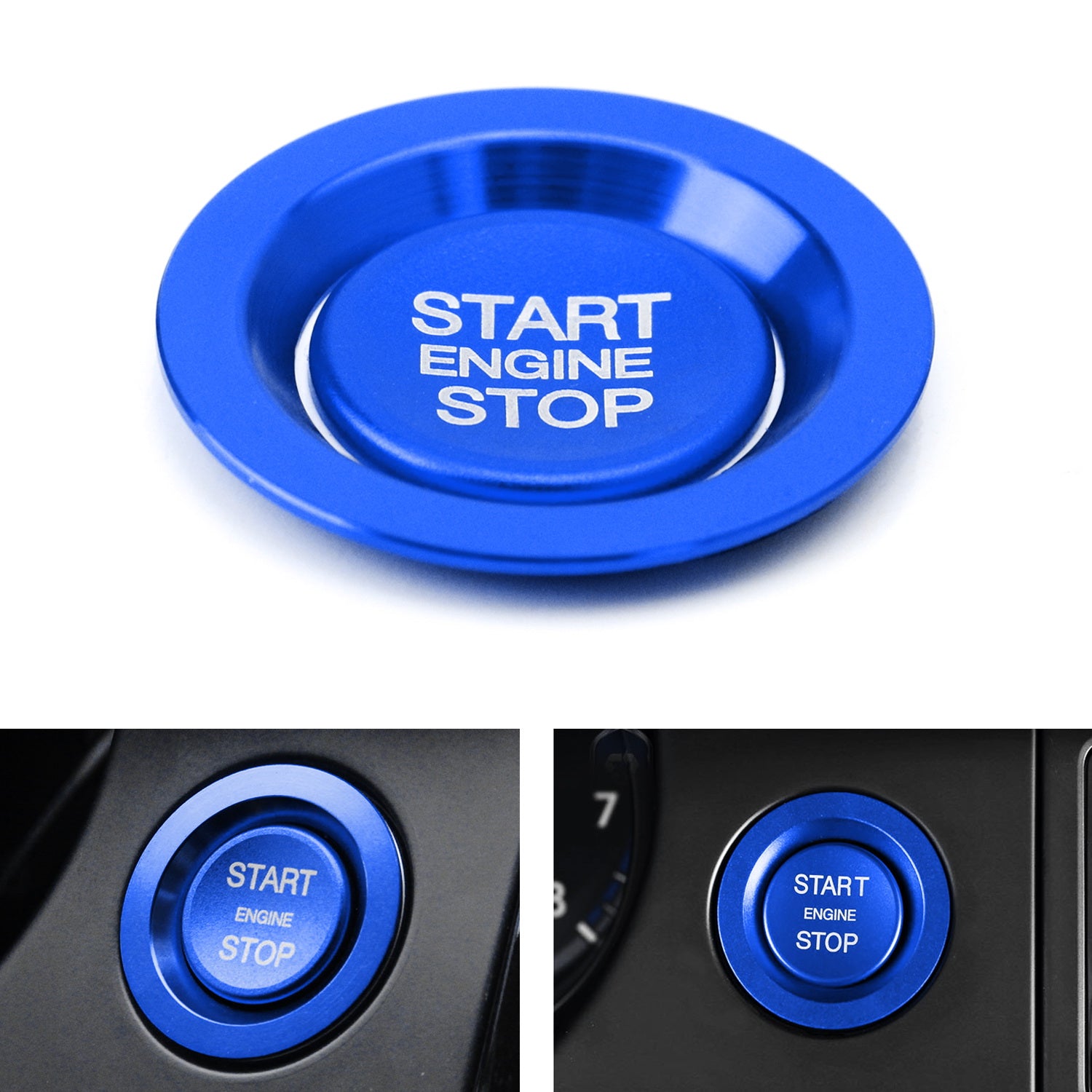 Blue Keyless Engine Push Start Button with LED Ring for Land Rover & Jaguar Ignition - Easy Car Upgrade for Modern Vehicles | Perfect for DIY Auto Enthusiasts & Luxury Car Owners