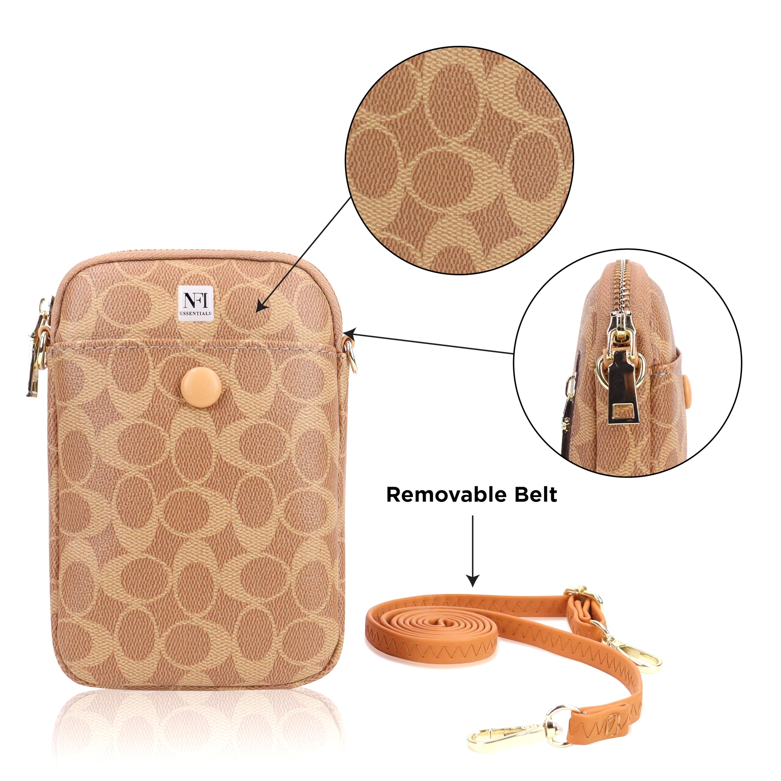NFI Essentials Women's Crossbody Phone Holder Bag - Small Wallet Purse with Pocket, Clutch & Sling Strap - Perfect for Everyday Use, Travel, Shopping & Hands-Free Convenience