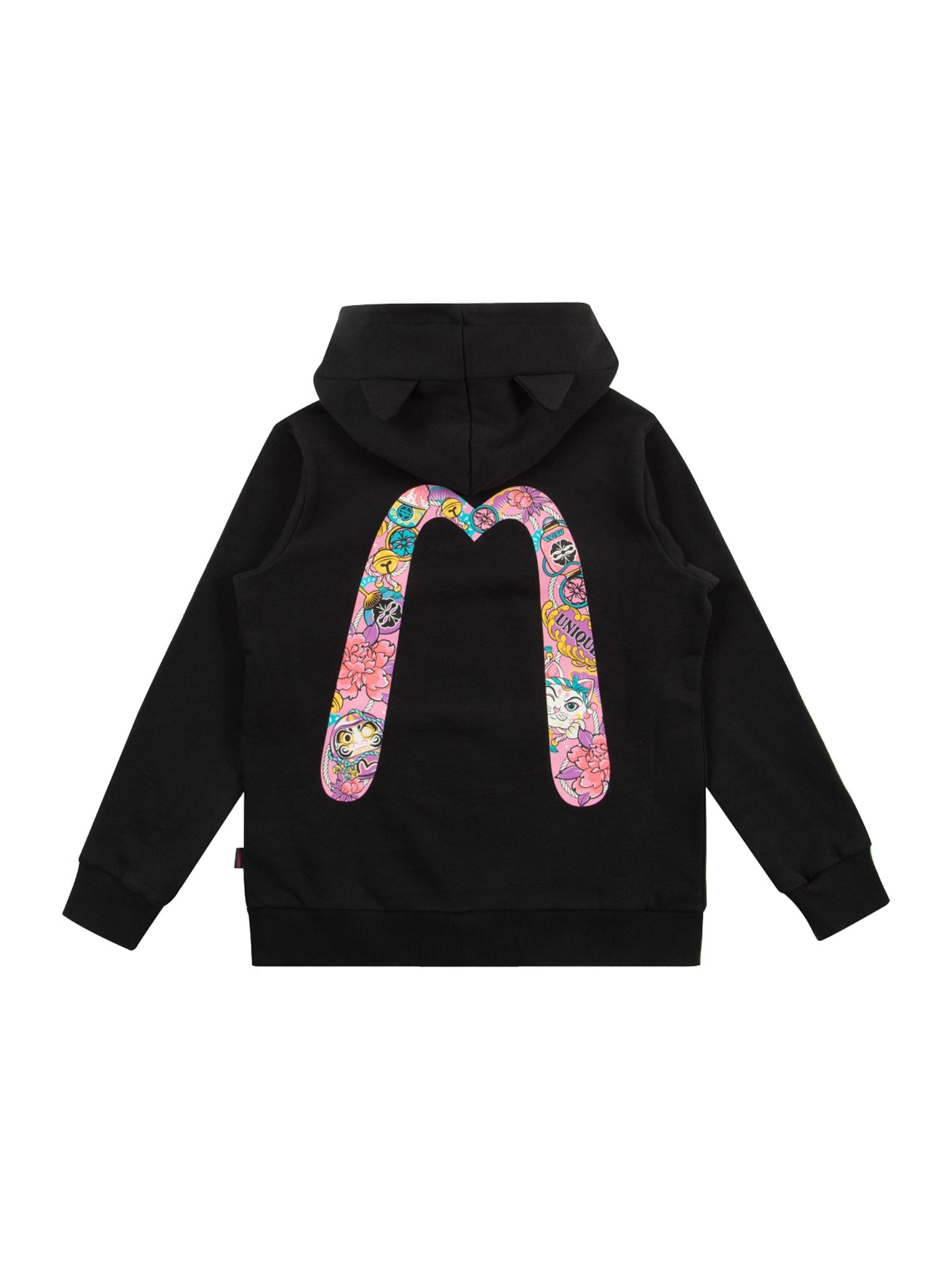 Lucky Fortune Cat & Daruma Daicock Print Zip Up Hoodie - Stylish Japanese Streetwear for Anime Fans & Casual Wear