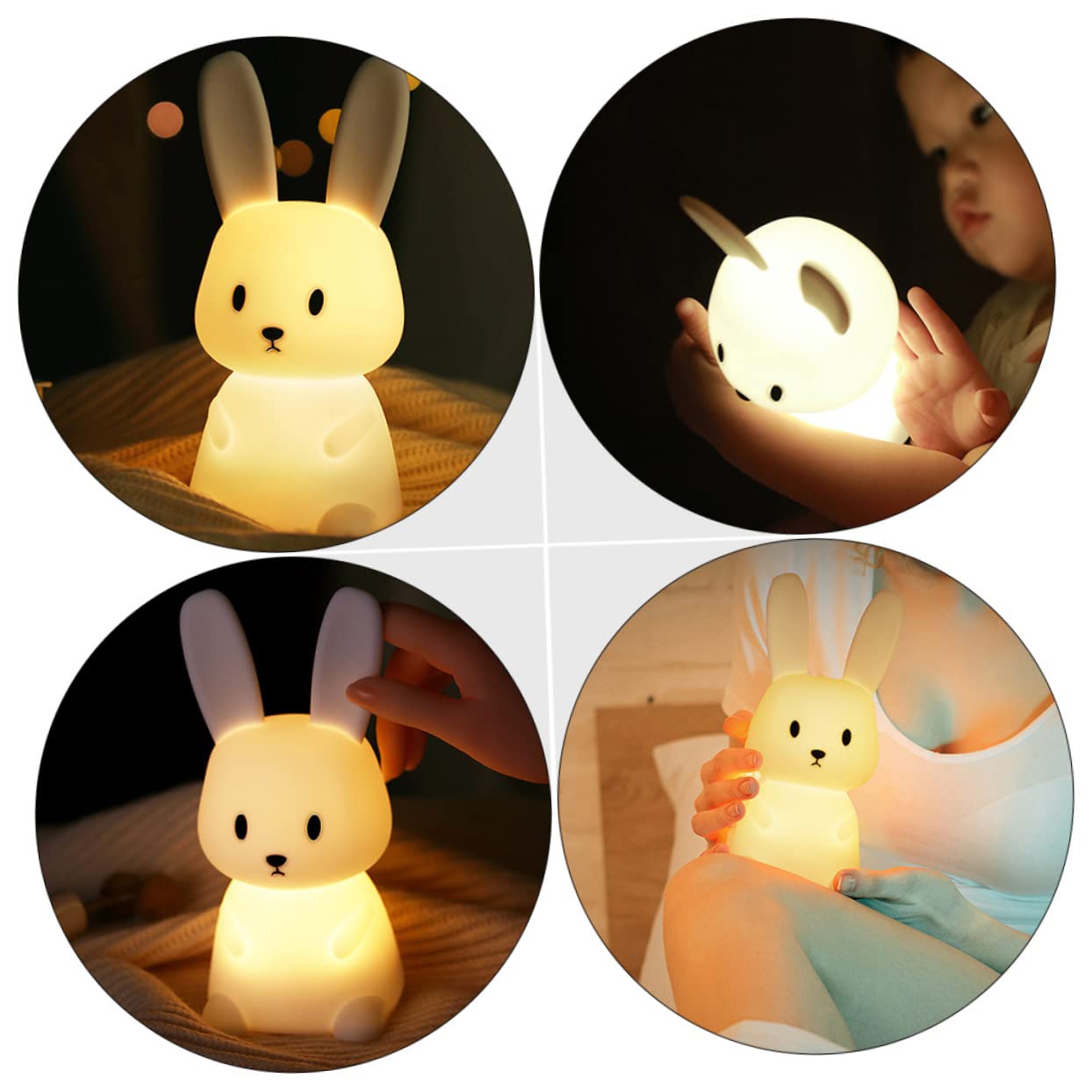 ARTIBETTER 6-Pack LED Night Light - Cute Rabbit Nightlight, Decorative Cartoon Night Lamp, USB Rechargeable, Perfect for Kids Room, Nursery, Birthday Gifts & Bedside Lighting