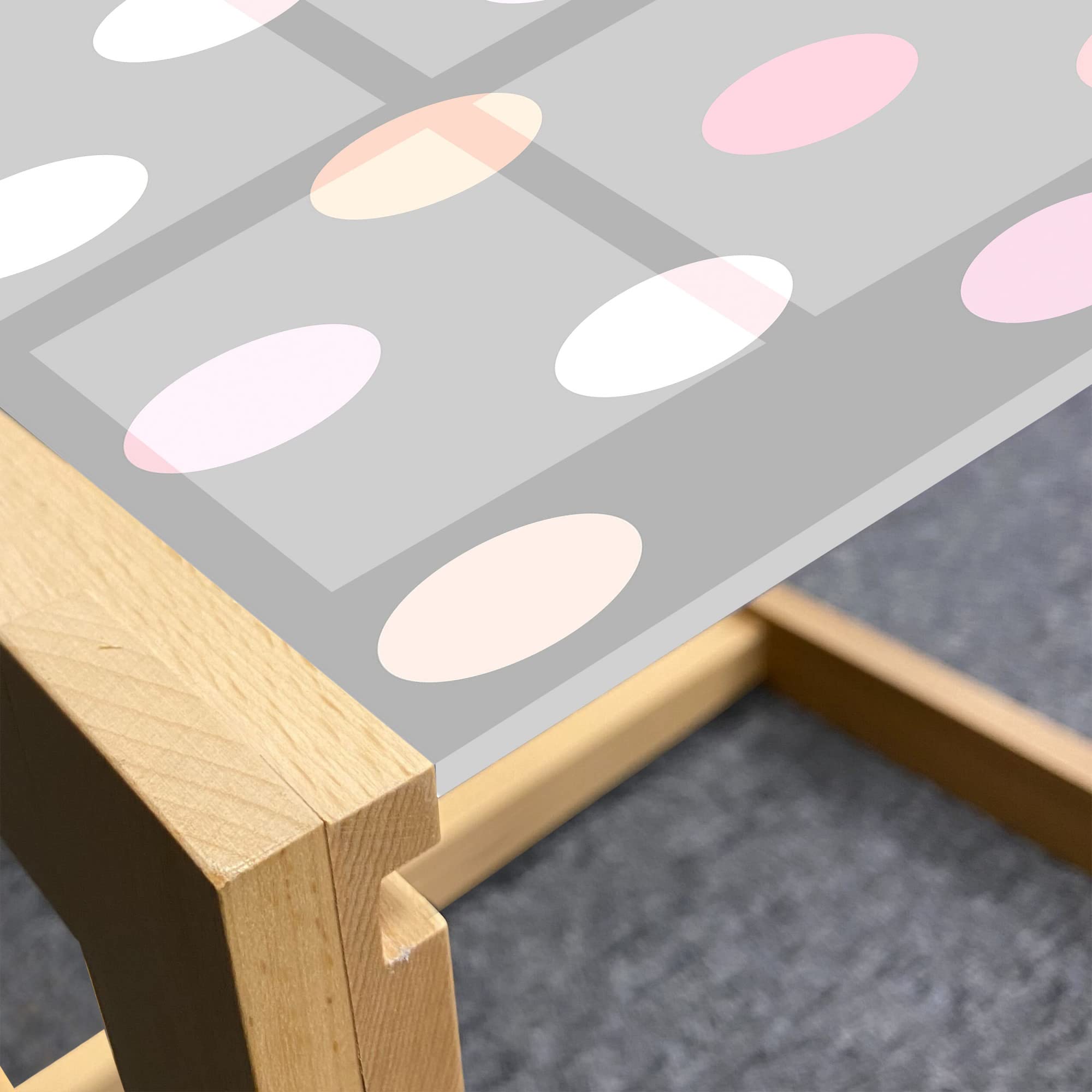 Ambesonne Pastel Coffee Table with Romantic Rosy Polka Dots - Acrylic Glass Top & Wooden Frame - Large Taupe Pink Center Table for Living Room, Office, Dorm - Perfect for Modern Home Decor & Small Spaces