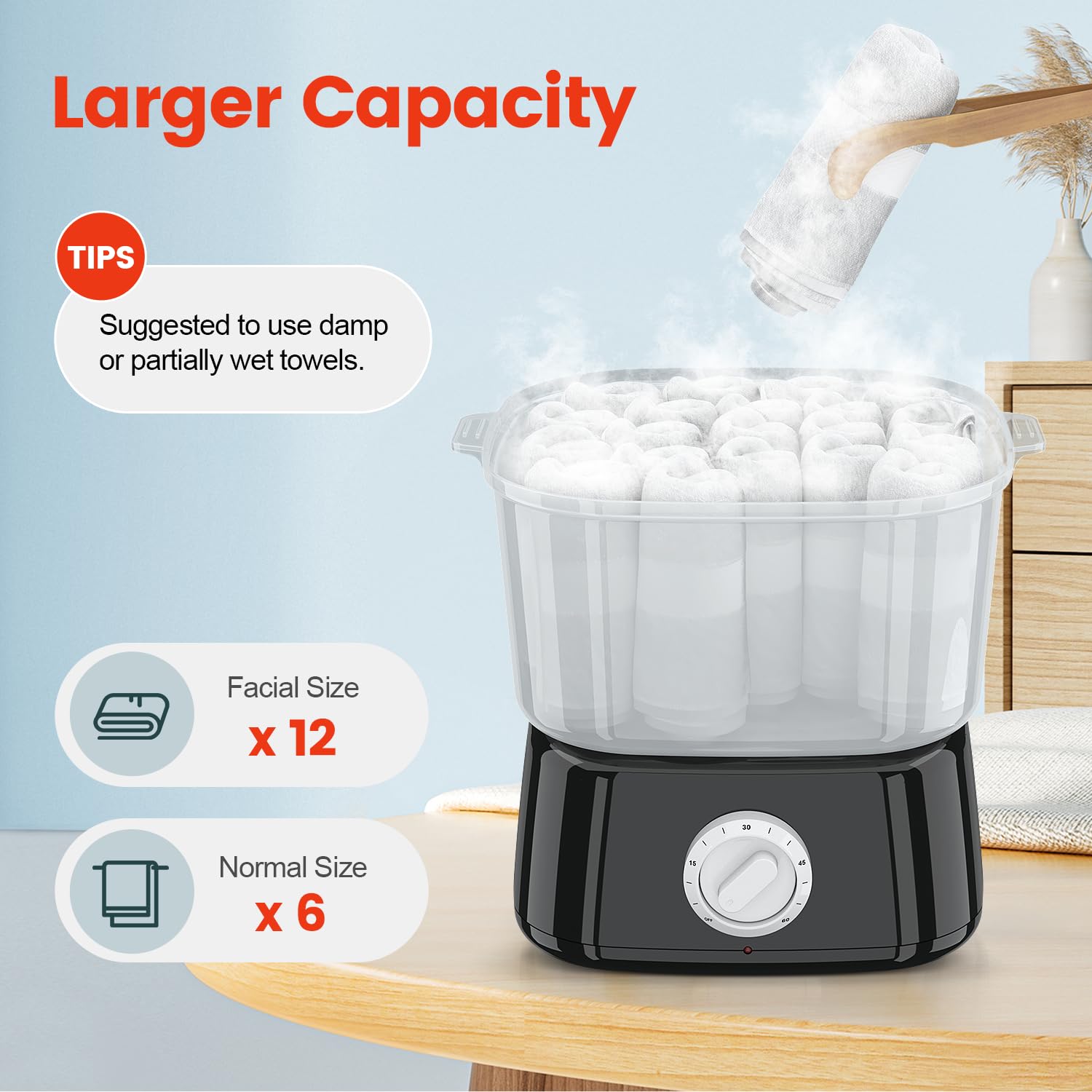 Portable Mini Towel Warmer - Rapid Heating Towel Steamer for Spa, Salon & Bathroom Use - Holds 12 Mini Wet Towels - Perfect for Facials, Massage & Home Relaxation