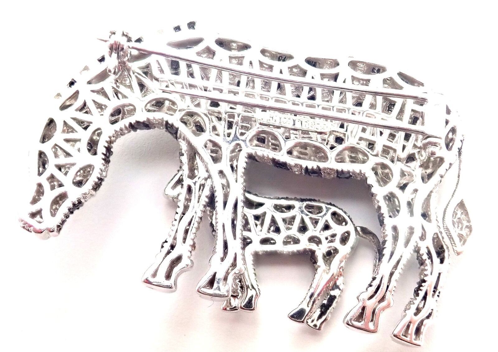 Authentic Michele Della Valle 18k White Gold White & Black Diamond Zebra Brooch Pin - Luxury Animal Jewelry for Women, Perfect for Special Occasions & Gift Giving