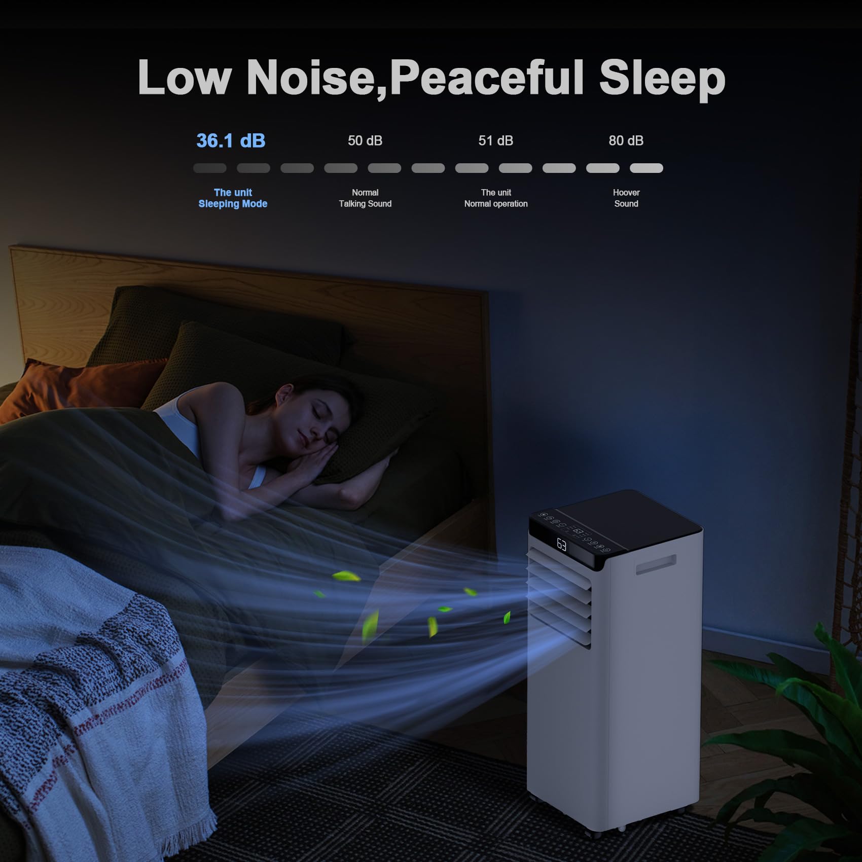 8,000 BTU Portable Air Conditioner for Rooms Up to 360 Sq.Ft - Compact AC Unit with Remote Control, 4 Modes & Window Mount Kit - Perfect for Bedrooms, Offices & Small Spaces (Model 8000-07B)