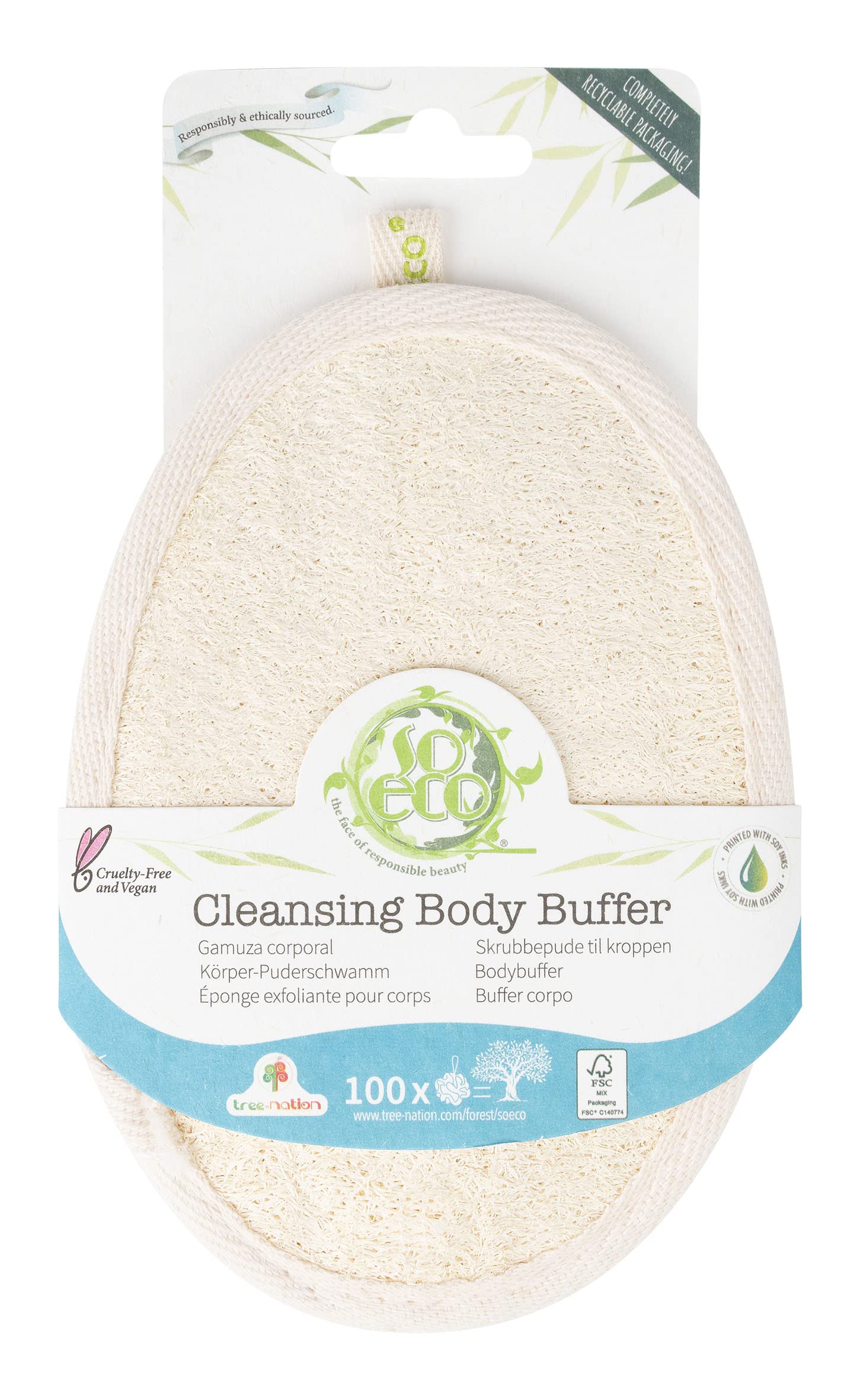 So Eco Cleansing Body Buffer - Exfoliating & Moisturizing Shower Scrub for Smooth Skin | Eco-Friendly Bamboo Handle | Perfect for Spa Day, Dry Skin Care & Gift Giving