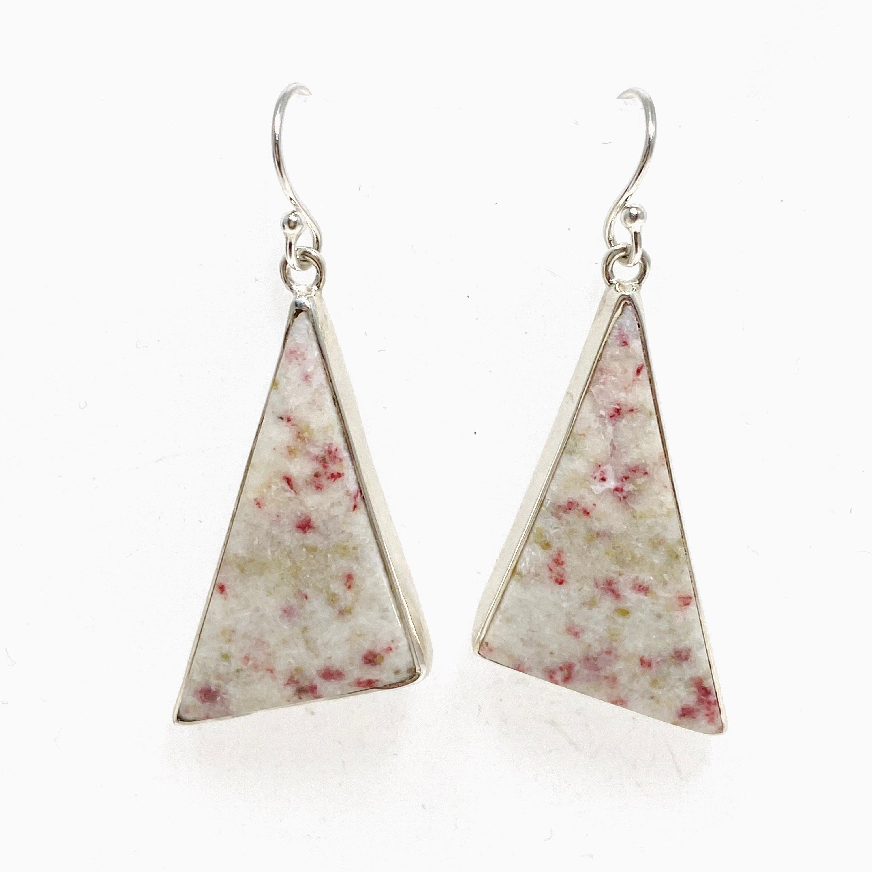Exquisite Cinnabar Triangle Earrings KEGJ1469 - Handcrafted Vintage Jewelry for Women - Perfect for Weddings, Parties & Special Occasions