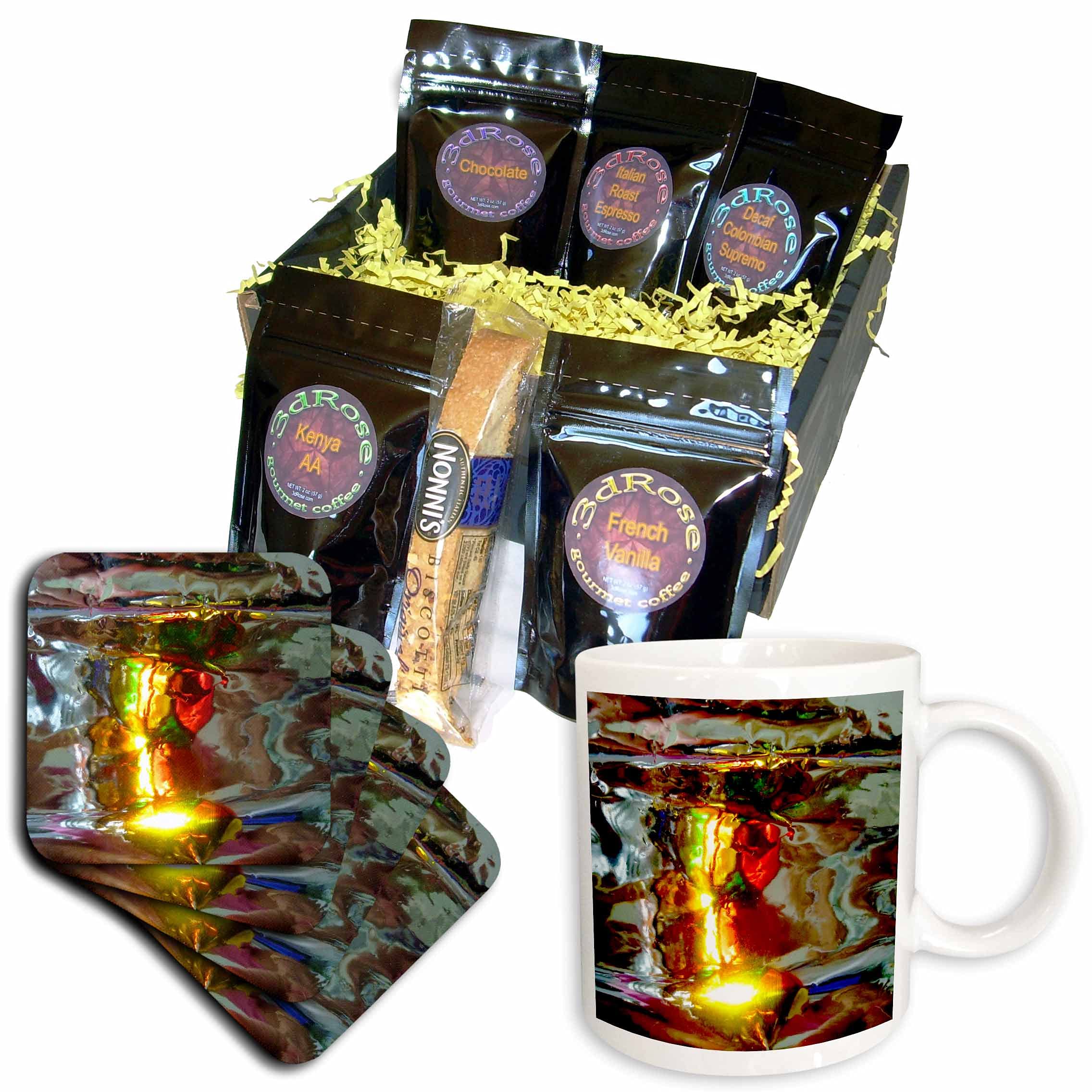 3dRose cgb_60468_1 Abstract Wildfire Photography Coffee Gift Basket Set - Unique Multicolor Home & Office Decor for Coffee Lovers