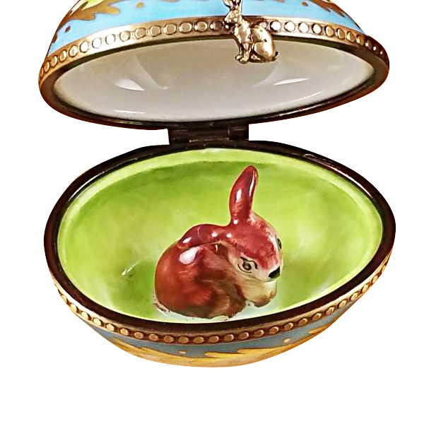 Elegant Bow-Tied Egg with Bunny Limoges Porcelain - Perfect for Easter Decorations & Spring Home Décor