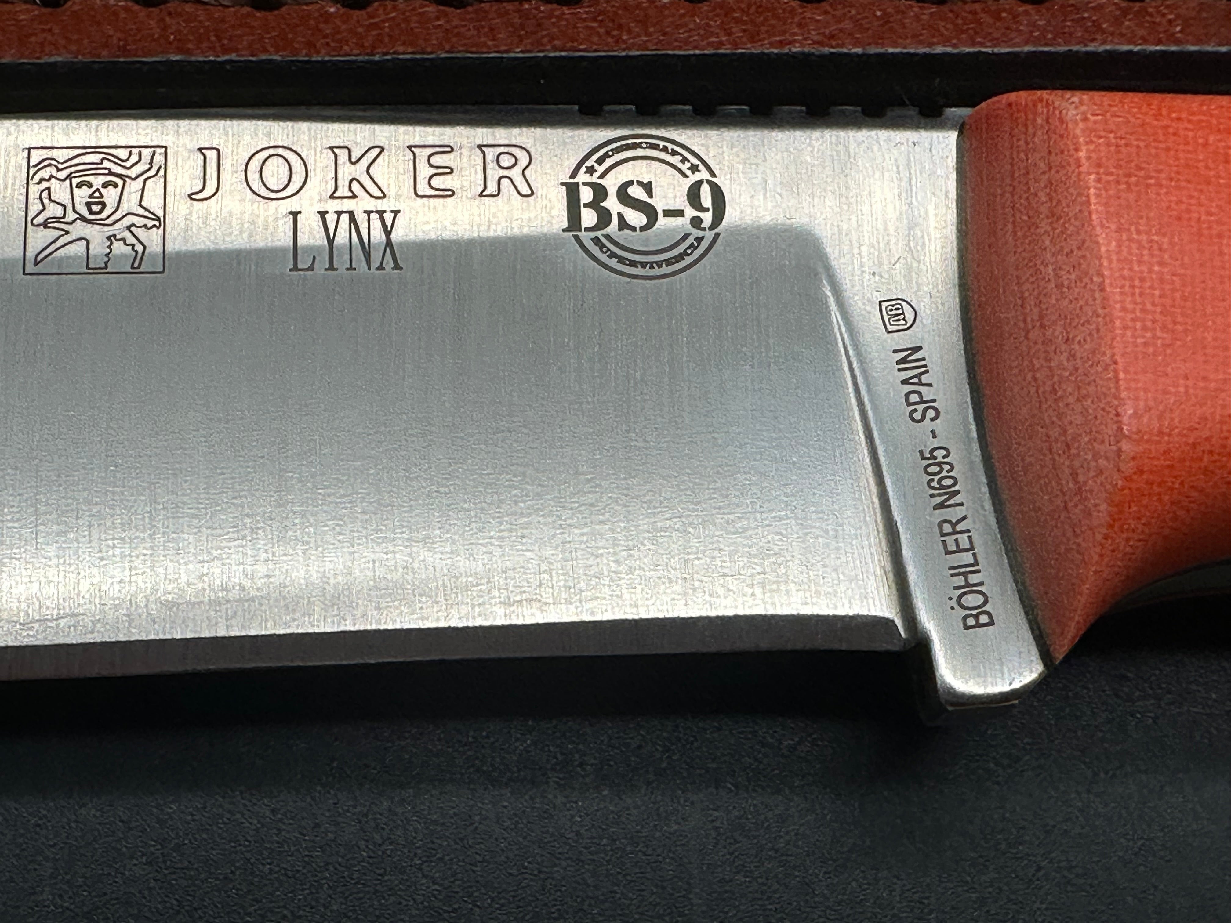 Joker Bushcraft Survival Drop Point Knife - Orange Canvas Micarta Handle - Outdoor Camping, Hunting & Survival Gear for Bushcraft Enthusiasts