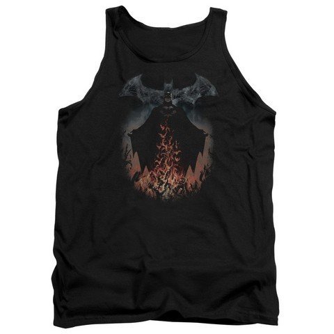 Trevco Batman Smoke & Fire Graphic Adult Tank Top - Black, 2X - Gym, Workout & Casual Summer Wear
