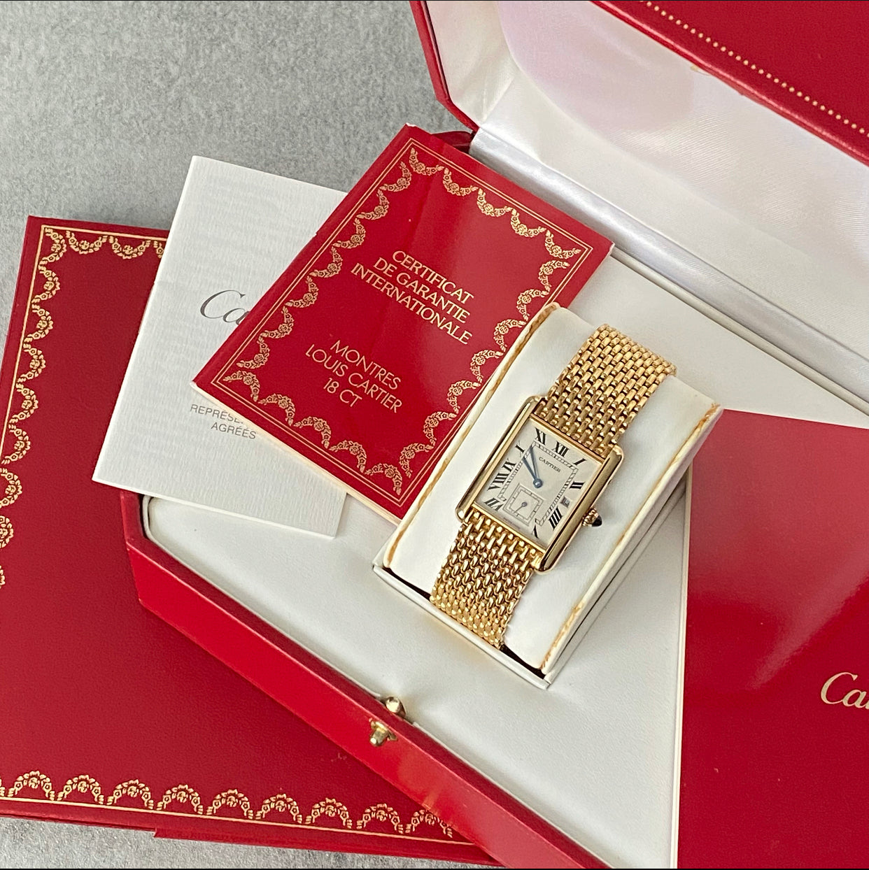 Cartier 18k Yellow Gold Tank Louis Grain de Riz Watch - Luxury Swiss Made Timepiece for Men & Women - Perfect for Business Meetings, Formal Events & Special Occasions