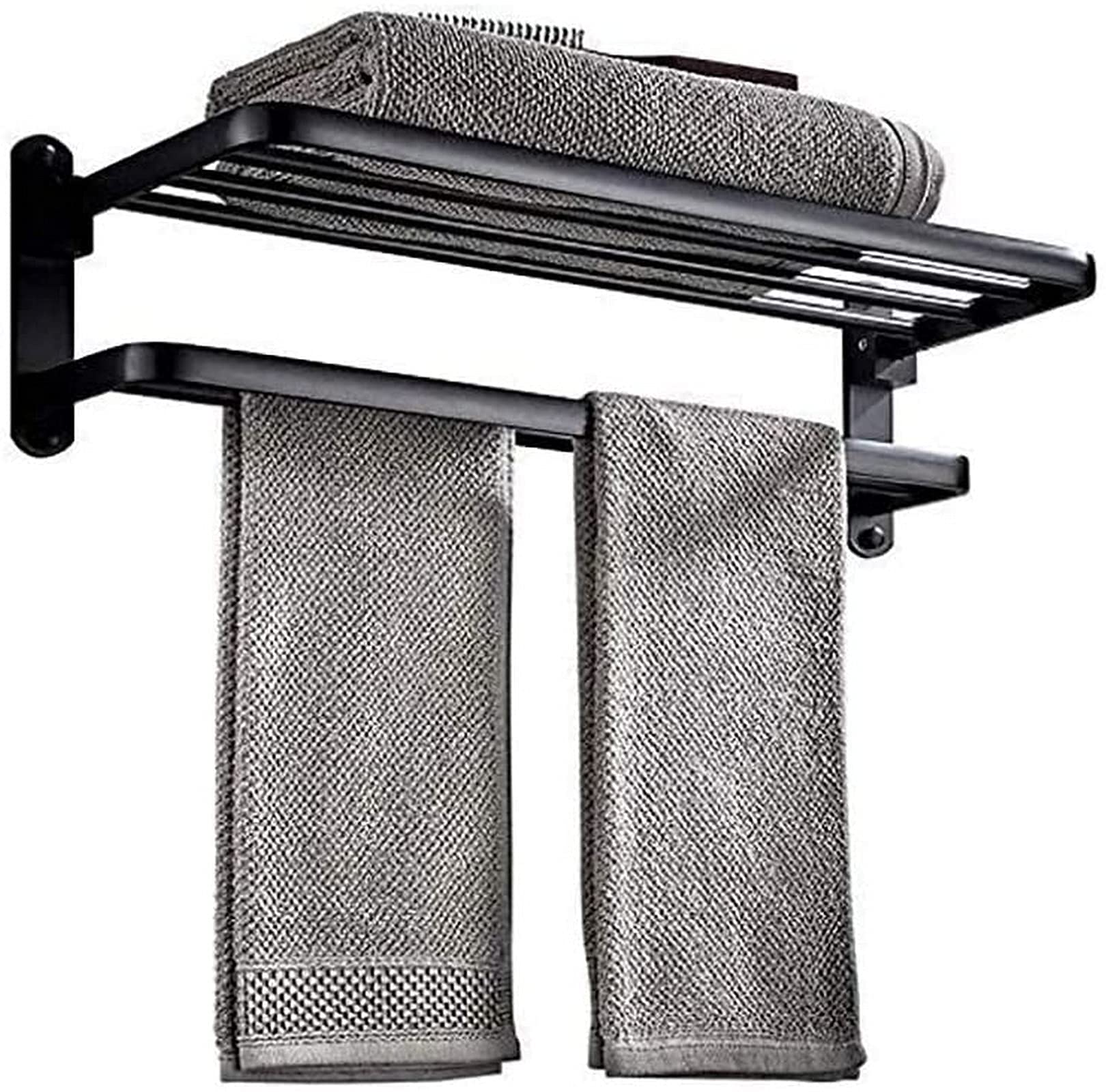 30-inch Black Double Towel Rack - SUS 304 Stainless Steel Wall Mounted Bathroom Towel Holder with Rust-Resistant Brushed Finish for Bath, Kitchen & Laundry Room Organization