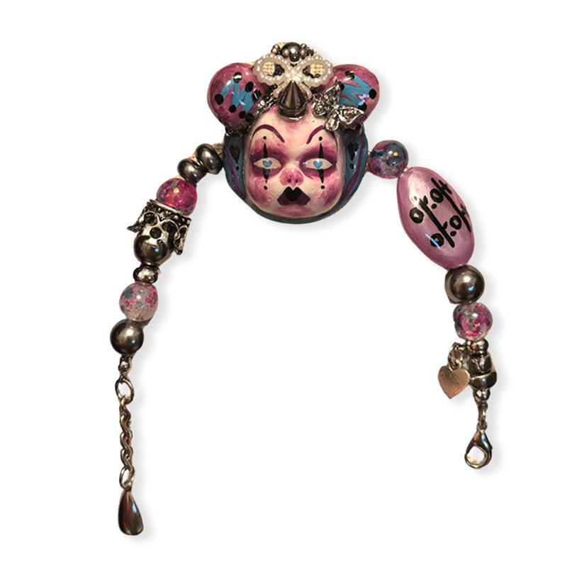 Gothic Industrial Dark Purple Doll Charm Bracelet - 23 TONGSHENG Unique Handmade Jewelry for Women, Perfect for Halloween, Cosplay and Alternative Fashion Accessories