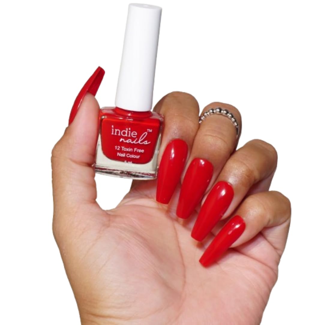 Indie Nails Nail Polish Blood Rush - Vibrant Blood Red Nail Lacquer with High Shine Finish | Non-Toxic, Vegan, Quick-Dry & Long-Lasting Formula | Perfect for Parties, Date Nights & Special Occasions | 5ml