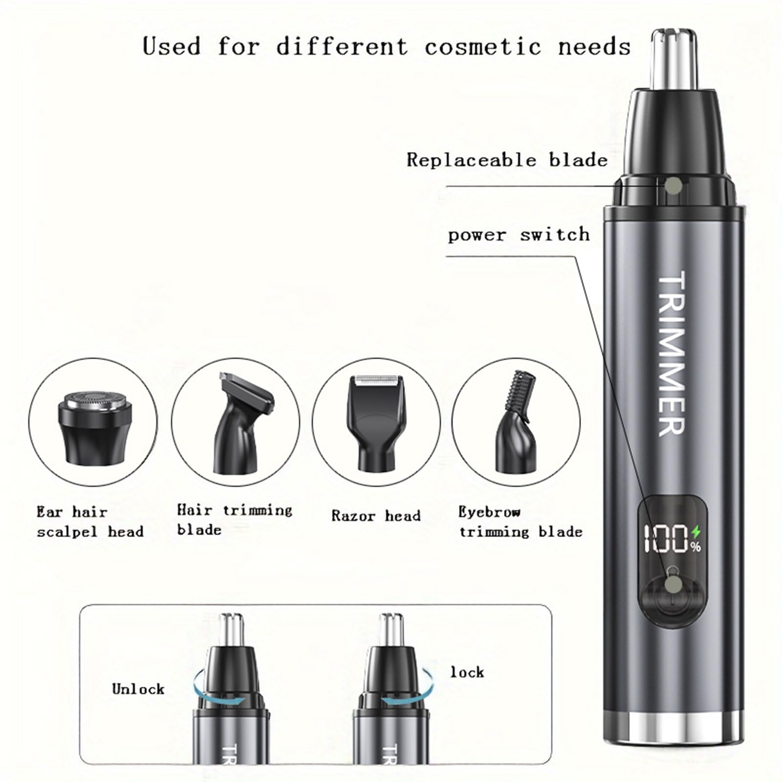 5-in-1 Electric Beard Trimmer & Nose Hair Shaver - Professional Grooming Kit for Men with Multiple Attachments - Perfect for Home, Travel, and Gift Giving