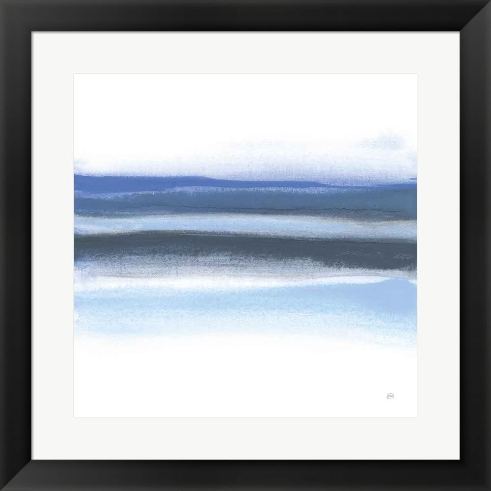 Shaded Blues III by Chris Paschke - Framed Abstract Art Print 20x20 Inches - Modern Wall Decor for Living Room, Bedroom & Office - Black Wood Frame Ready to Hang