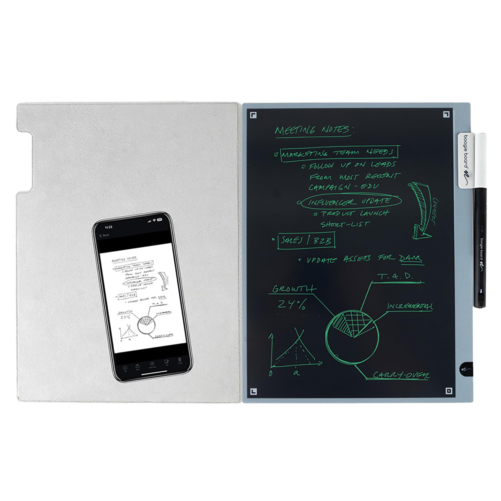 Blackboard 2.0 Smart Pen with Reusable Notebook Set | LCD Writing Tablet with Cloud Sync Technology | Endless Digital Pages & Dark Mode | Smart Erase Function | Compatible with iOS & Android Free App | Perfect for Students, Professionals & Artists for Note-Taking, Sketching & Digital Planning