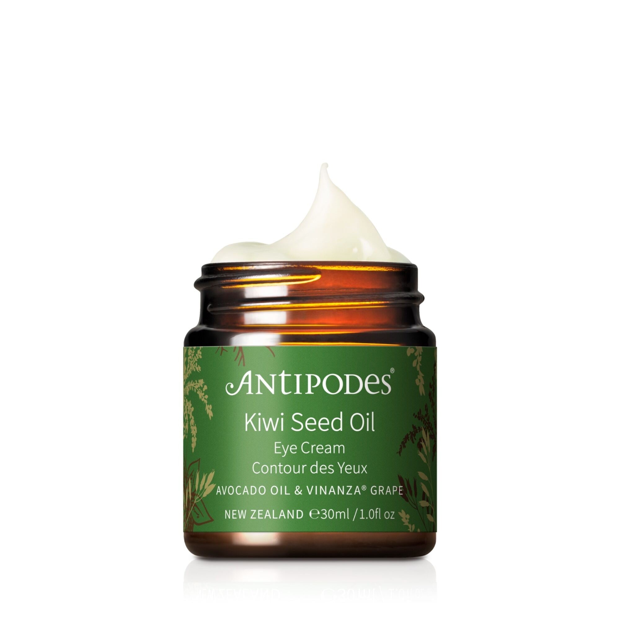 Antipodes Kiwi Seed Oil Eye Cream - Organic & Vegan Under Eye Treatment for Dark Circles & Wrinkles | Hydrating & Anti-Aging Skincare for Day & Night Use
