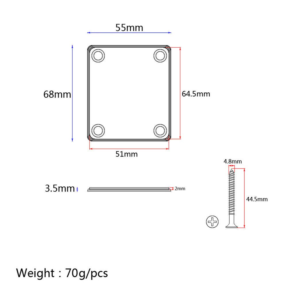 Electric Guitar Neck Plate with Screws for TL Style Bass Guitar | Replacement DIY Parts for Guitar Repair & Upgrade | Perfect for Musicians & Luthiers