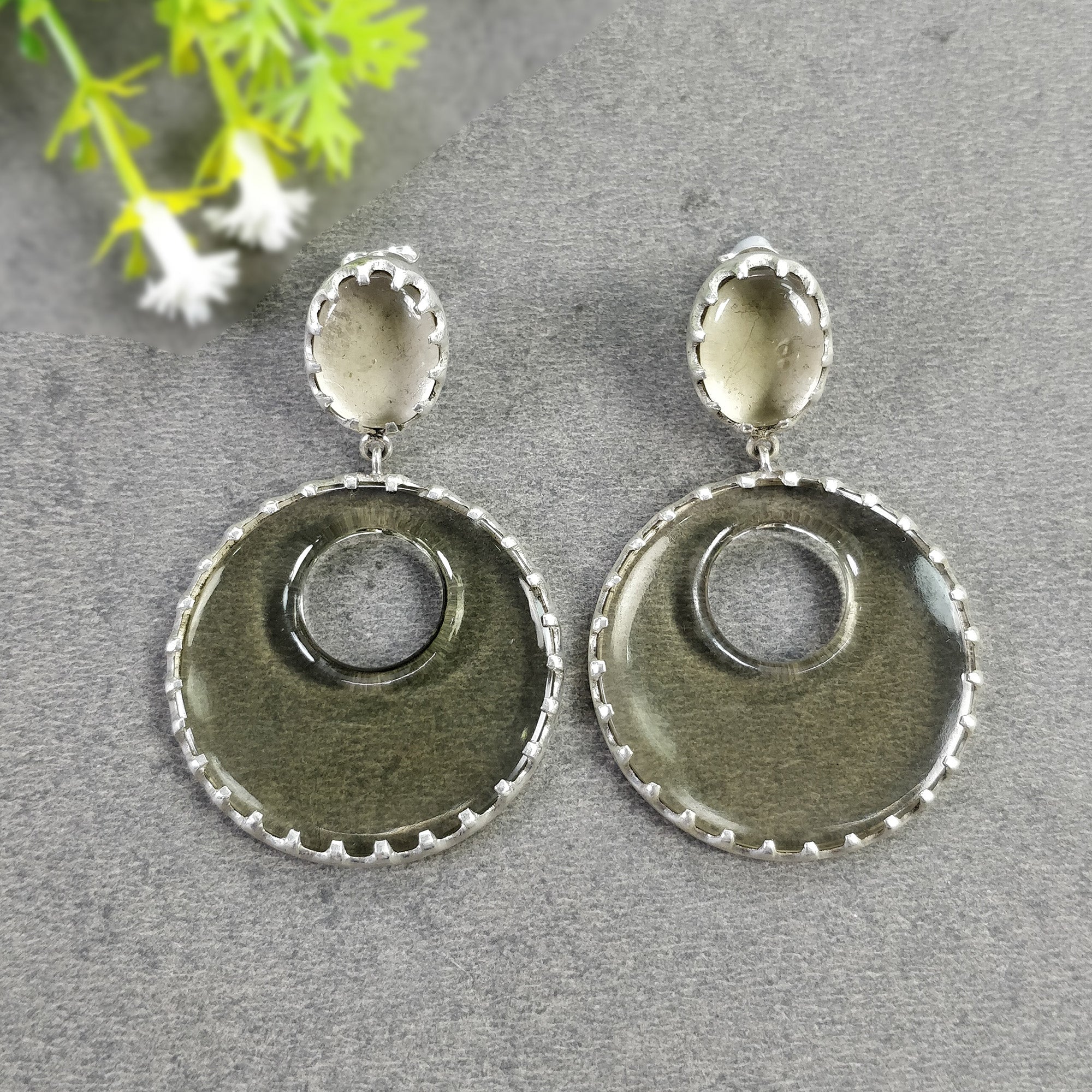 925 Sterling Silver Drop Dangle Earrings with Green Rhinestone Gemstone - 17.93g Prong Set Push Back Design for Women | Perfect for Parties, Weddings & Evening Events