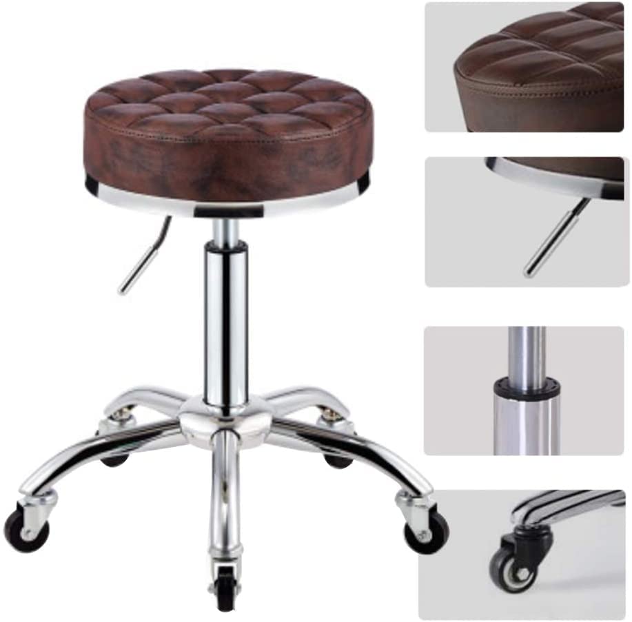 Adjustable Hydraulic Rolling Swivel Stool Chair - 70cm Height Salon, Tattoo, Massage, Spa, Kitchen, Bar & Office Stool - PU Leather Upholstery (Black) - Perfect for Hairdressers, Tattoo Artists, Therapists & Home Use