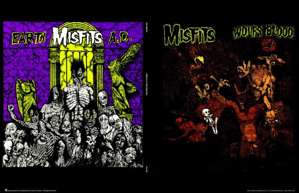 Scorpio Posters Misfits - Earth A.D./Wolfs Blood Album Cover Art Print - Officially Licensed Laminated Mini Poster 17.5x11.5 Inches - Punk Rock Wall Decor for Bedroom, Music Room & Man Cave