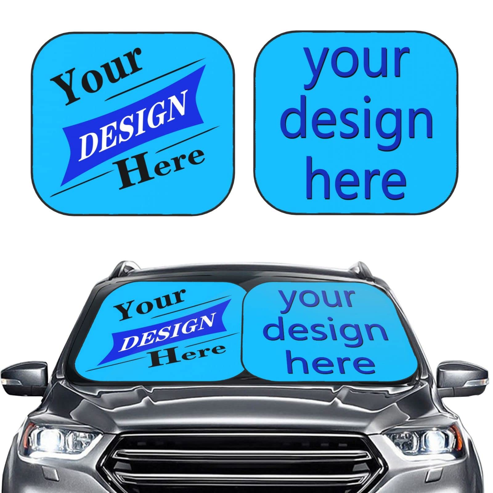 Customized Car Sun Visor - Personalized Design with Logo & Text, Foldable Windshield Sunshade for Car, Truck, SUV - Perfect Gift for Drivers, Ideal for Road Trips & Daily Commutes