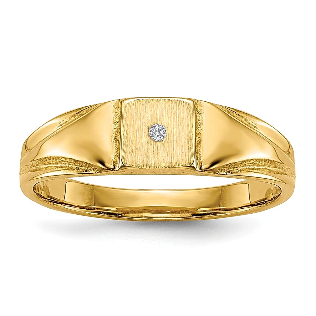 14K Yellow Gold Diamond Signet Band Ring for Women - Size 3.00 - Elegant Baby Fine Jewelry Gift for Her - Perfect for Special Occasions, Anniversaries, and Everyday Luxury Wear