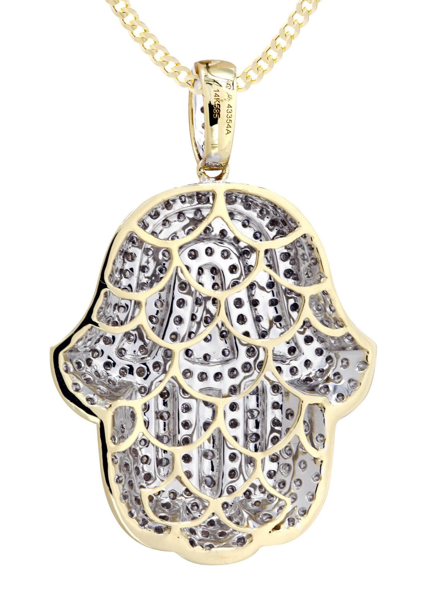 14K Yellow Gold Hamsa Diamond Necklace - 2.36 Carats Genuine Diamond Pendant for Women | Elegant Jewelry Gift for Birthday, Anniversary & Special Occasions