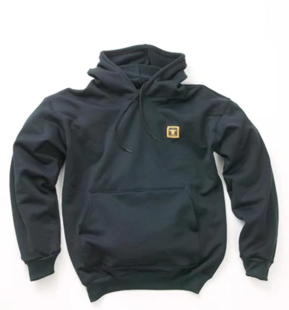 Men's Black Arctic Striped Hoodie - Medium Size | Winter Warm Fleece-Lined Pullover for Outdoor Activities & Casual Wear