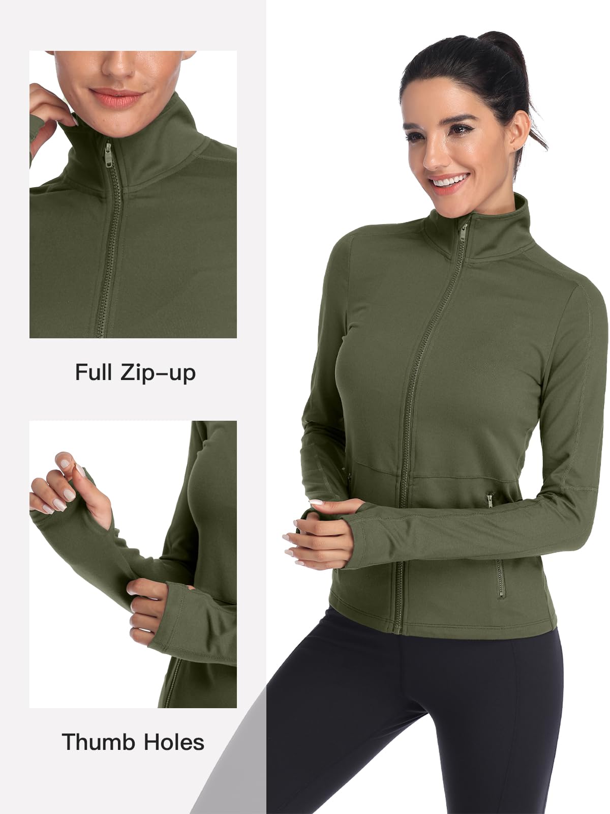 VUTRU Women's Full Zip Fleece Workout Jacket - Lightweight Yoga Running Track Athletic Jacket for Gym, Outdoor Sports & Casual Wear