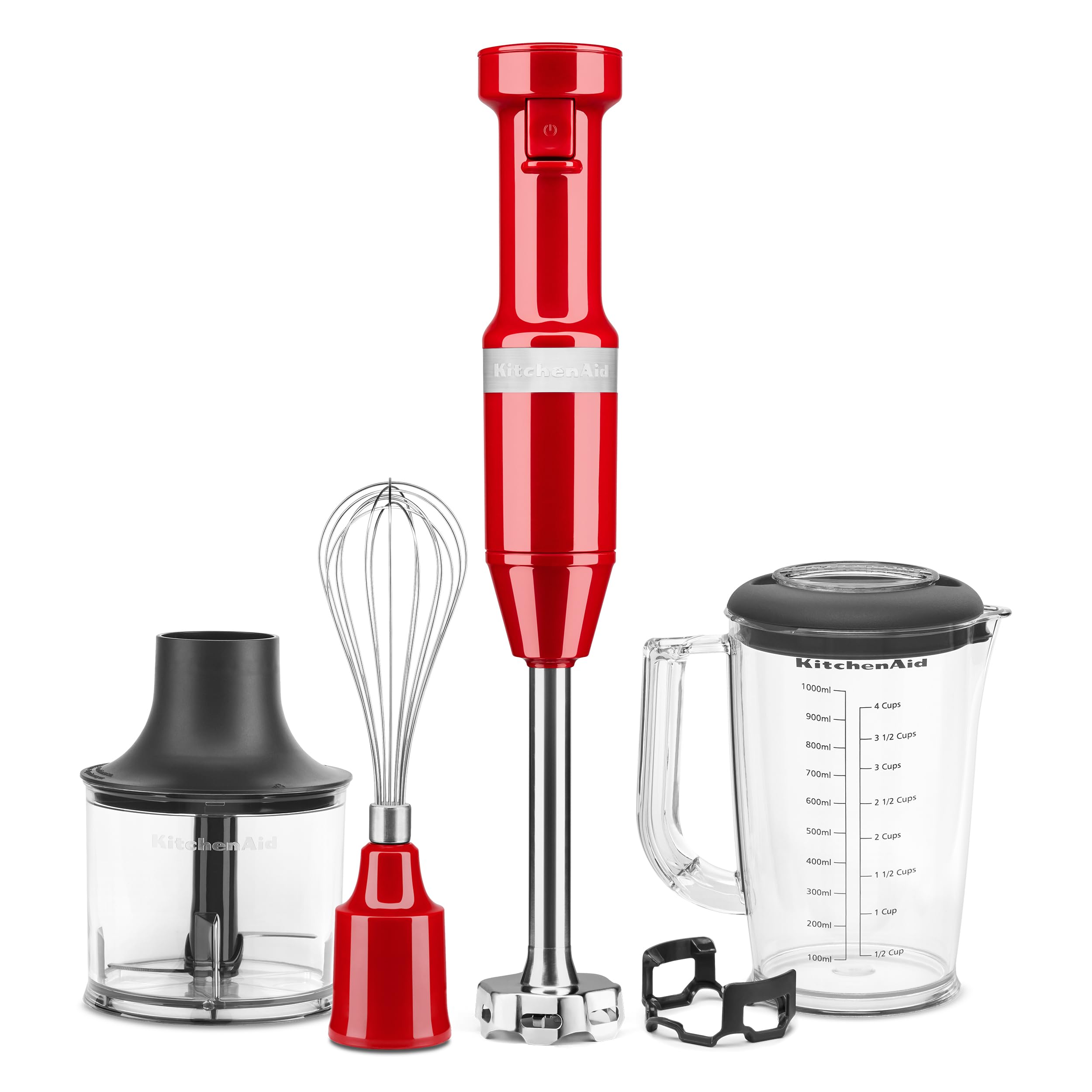KitchenAid KHBV83ER Variable Speed Corded Hand Blender with Whisk & Chopper Attachments - Empire Red | Perfect for Smoothies, Soups & Baking | Powerful Immersion Blender for Home Kitchen
