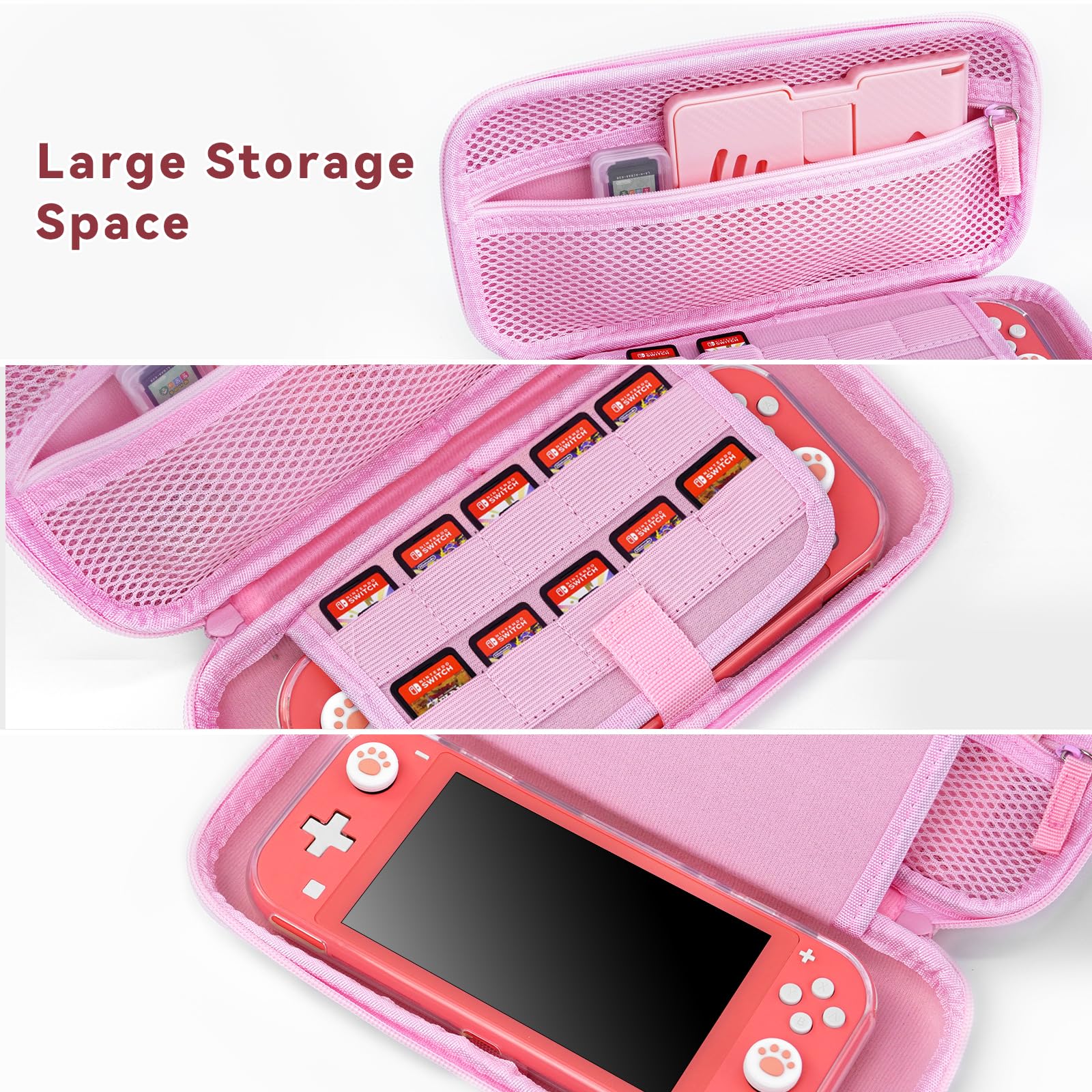 FIWWAT Switch Lite Case - 19-in-1 Protective Bundle for Nintendo Switch Lite with Thumb Grips, Clear Case, Screen Protector, Stand, Stylus & Cute Pendant | Perfect for Travel, Gaming On-The-Go & Girls Who Love Pink Accessories