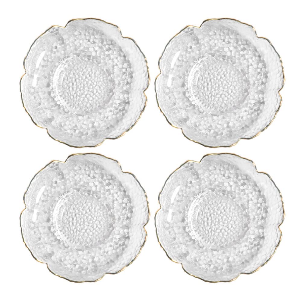 4Pcs Japanese Style Flower Shaped Glass Cup Coasters - Heat Insulated Tea & Coffee Mug Pads, Elegant Cup Saucers for Hot Drinks, Perfect for Home, Office, and Cafe Use